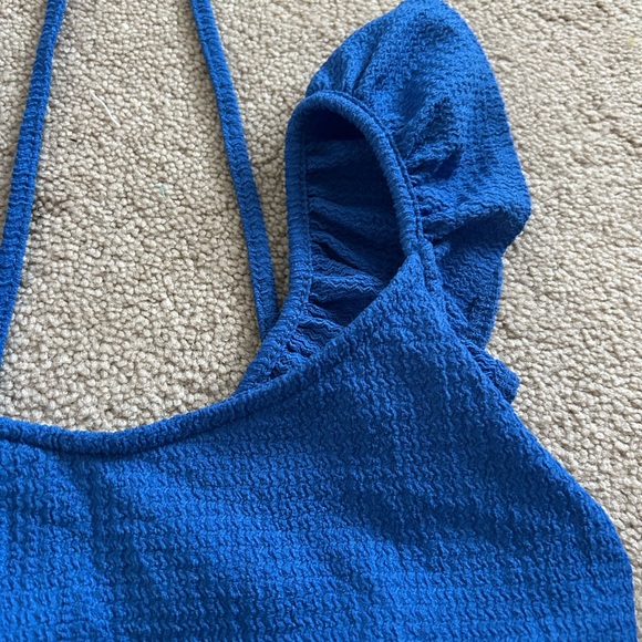 SHEIN Ruffle Open Back Blue Size XS Sleeveless Crop Top - Picture 4 of 4